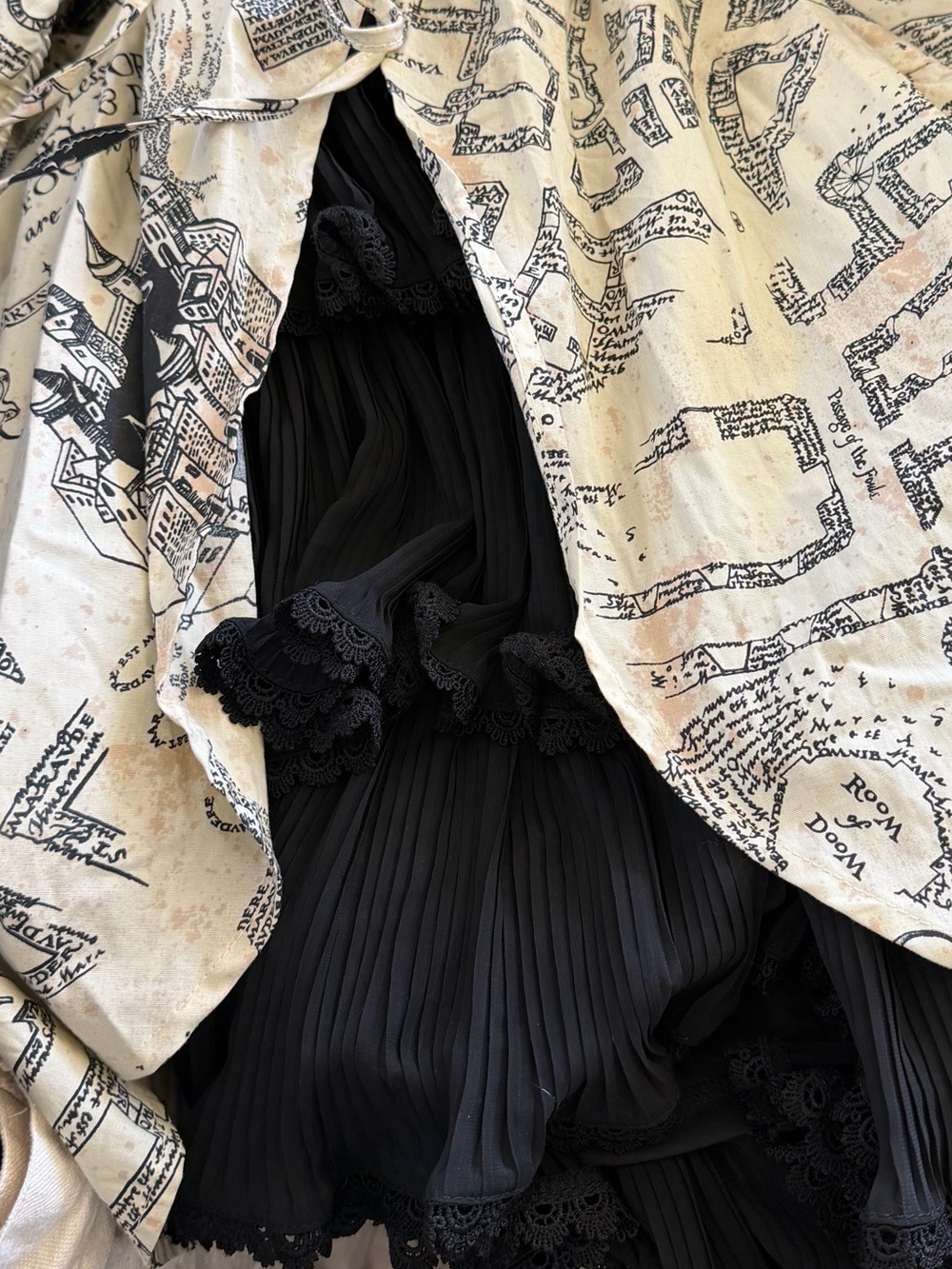 Harry Potter Marauder's Map Corset Back Square Neck Fit & Flare Dress Size M - Picture 16 of 16